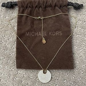 Michael Kors Pave City Disc Pendant Necklace